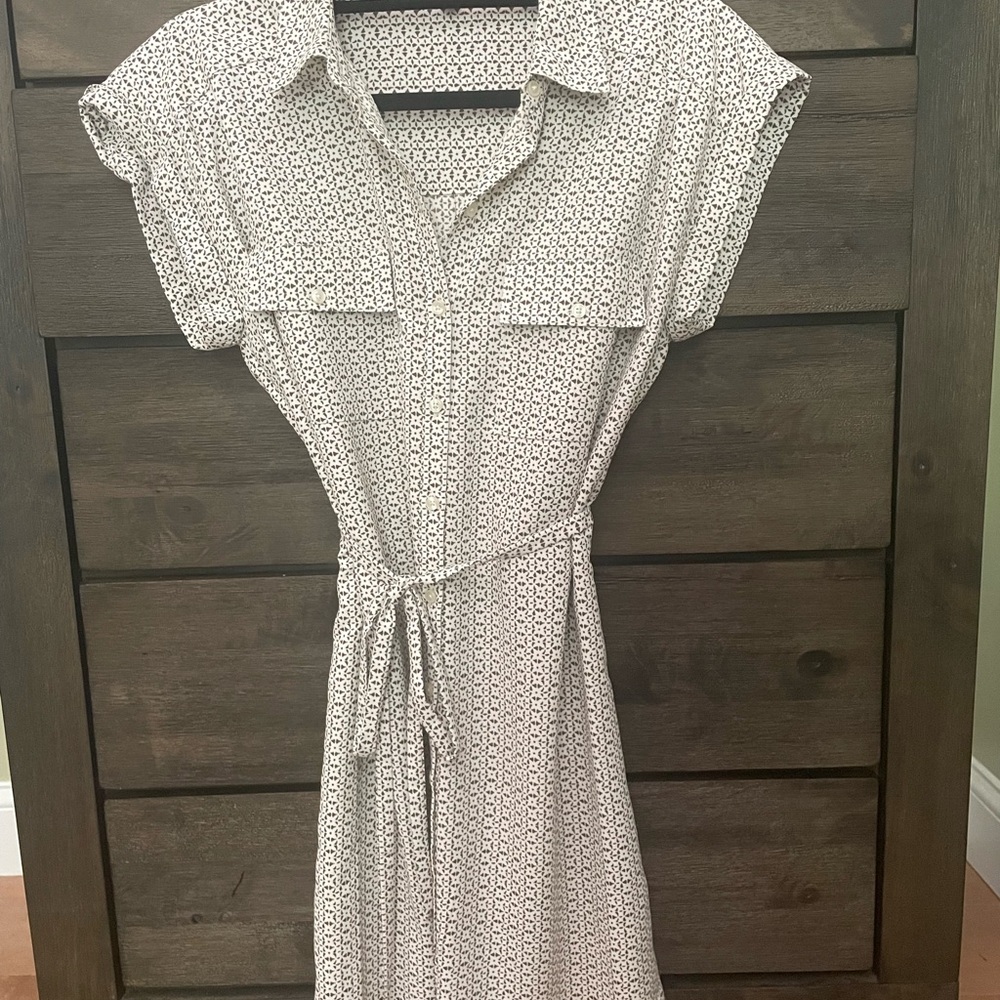 Express White Buttoned Tie Front Midi Dress